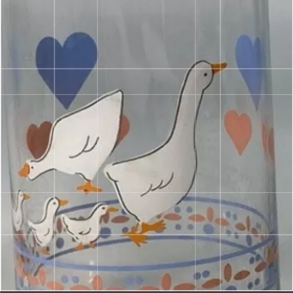 Vintage 80s Hearts and Geese Luminarc 
Beverage Drinking Glasses Set of 6 - Picture 2 of 8